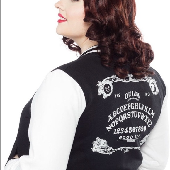 Hell Bunny Jackets & Blazers - Hell Bunny Black & White Ouija Board Varsity Jacket